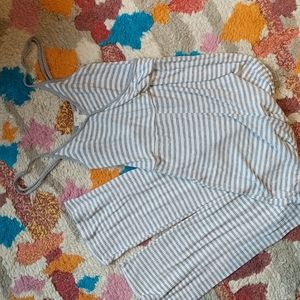 Wide leg, grey striped pajama jumpsuit | Size S